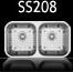 SS208 Double Bowl Undermount Sink